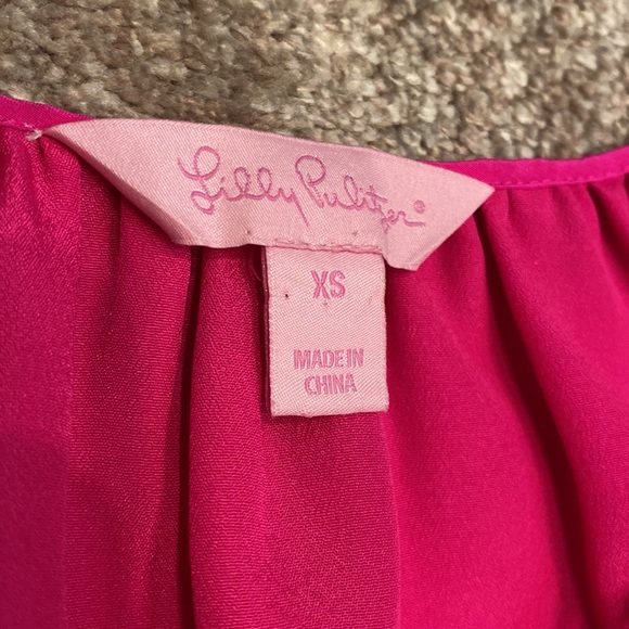 LILLY PULITZER Raspberry Pink Cold Shoulder Embroidered with Beads sz XS Dress - Picture 3 of 12